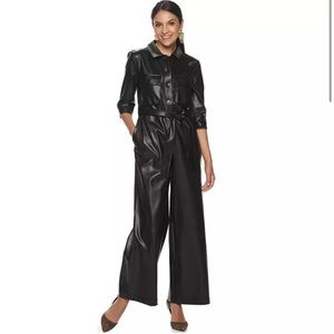 APT 9 Faux Leather Jumpsuit